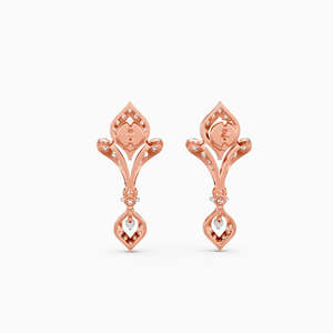 Pendientes de Flor con Diamantes de Corte Brillante Chapados en Oro Rosa de 14K, Diseño de Lazo con Perla de Agua Dulce, Clásicos, Modernos y de Lujo - Product Image 6