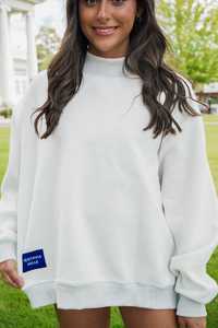 เสื้อสเวตเชิ้ตคอเต่าโอเวอร์ไซส์สำหรับผู้หญิง Vestavia Hills สีเทา-น้ำเงิน พิมพ์ลายตัวอักษร ผ้าฝ้ายถัก OEM ผ้าฝ้ายฟลีซ - Product Image 2