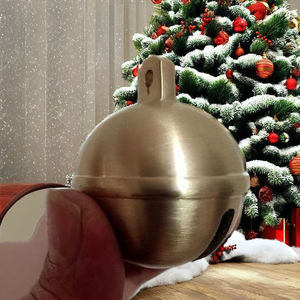 Campanas de Navidad de latón grandes y redondas con diseño de vaca, caballo, oveja y trineo, para colgar - Product Image 2