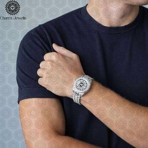 Reloj de Lujo para Hombre Charm Jewells, Acero Inoxidable, Esfera de 40 mm, Correa de 20 mm, Bisel con Diamantes, Cierre Oculto con Botón, Movimiento Mecánico - Product Image 1
