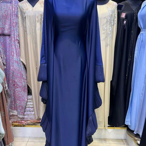 Summer sale Modest Dubai Beaded Sequined <b>Long</b> Sleeve Abaya Muslim Traditional Handmade Wedding Women Polyester Breathable O Neck - Product Image 1