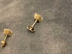 0.50 CT Each Princess Cut <b>Diamond</b> Stud <b>Earrings</b> Lab Grown 18K Solid Gold Fine For Unisex Wedding Promise Charms - Product Image 5