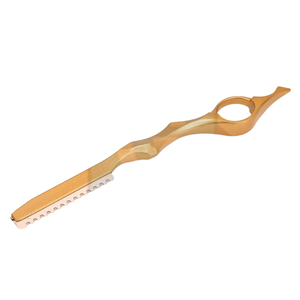 Hair Cutter Metal Single <b>Edge</b> Blade Straight Carbon Steel Safety Razor with <b>Rubber</b> Handle Right-Handed for Hair Thinning - Product Image 4