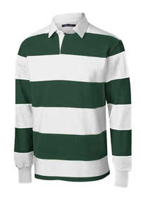 Bottle Green and <b>White</b> Striped Rugby Jersey 330G Cotton Embroidered Long Sleeve <b>Polo</b> Shirt for Men Custom Men's for <b>Polo</b> Shirt - Product Image 2