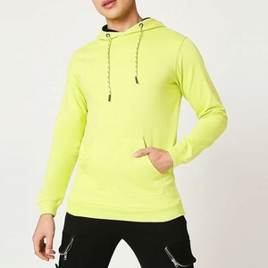 เสื้อฮู้ดสีเขียวมะนาวสำหรับผู้ชาย ทรงปกติ สวมใส่สบาย เหมาะสำหรับฤดูใบไม้ร่วง ผลิตจากผ้าถักโพลีเอสเตอร์ 100% ระบายอากาศได้ดี มีกระเป๋า - Product Image 3