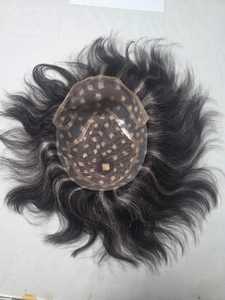 วิกผมผู้ชายแบบตรง ทำจากผมแท้ของคนอินเดีย ยี่ห้อ Taz Hair BD  ฐานลูกไม้ด้านหน้า PU  แบบ V-loop  ลอนหยิก  ดีไซน์กลางศีรษะ - Product Image 4