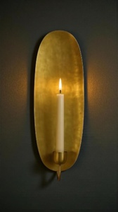 Contemporary Brass Candle <b>Wall</b> <b>Sconce</b> Set Handcrafted Metal Design Warm Ambient Glow for Living Room Bedroom Decor By UO INDIA - Product Image 2