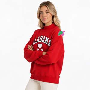 Sudadera personalizada con cuello simulado y letras con apliques de ALABAMA, mapa del estado, forro polar grueso, sudadera extragrande con cuello simulado para mujer - Product Image 2