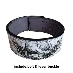 Adjustable Leather <b>Weight</b> <b>Lifting</b> <b>Belt</b> With Globe And Wings Print Breathable Waist Support For Strength Training Unisex - Product Image 5