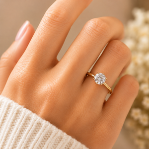 Dernière conception de bague de fiançailles de luxe plaquée or avec diamant de laboratoire taille brillant rond pour femme, certifiée IGI - Product Image 3