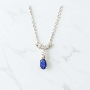 สร้อยคอจี้ไพลินสีน้ำเงิน ประดับด้วยเพชรขาวแท้ ของขวัญเครื่องประดับชั้นดีสำหรับเดือนกันยายน - Product Image 6
