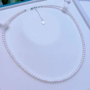 Collier chaîne en perles d'eau douce Aurora Akoya de Zhuji Source, 3-4 mm, perles de bébé, chaîne claviculaire, blanc froid, cuir, collier en perles d'eau douce - Product Image 3