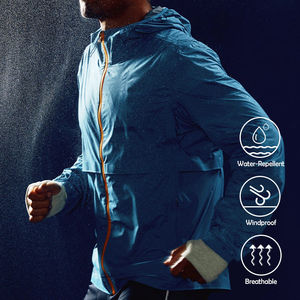 Veste coupe-vent pour homme de marque personnalisée, veste d'hiver imperméable en tissu écologique, veste coupe-vent légère à capuche - Product Image 2