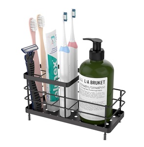 Bathroom Toothbrush Holder Toothpaste Stand Accessories <b>Storage</b> <b>Box</b> <b>Shelf</b> Rectangle Metal Free Standing Modern - Product Image 3