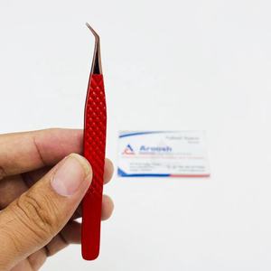 Pinces à épiler en fibre rose dorée à 45 degrés, acier inoxydable de haute qualité, poignée diamantée, extensions de cils, couleur rouge durable - Product Image 2