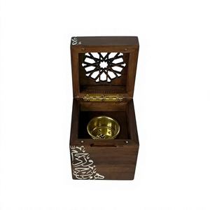 Brûleur à Bakhoor en Bois Fait Main Élégant, Incrustation MOP Lune Étoile, Porte-Encens Arabe Mabkhara, Décoration de Table, Cadeau de l'Aïd, Vente en Gros - Product Image 2