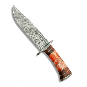 Premium Damascus Steel Hunting Knife with Resin and Wood Handle Fixed Blade Outdoor Survival Camping <b>Tool</b> Custom Design - Product Image 1