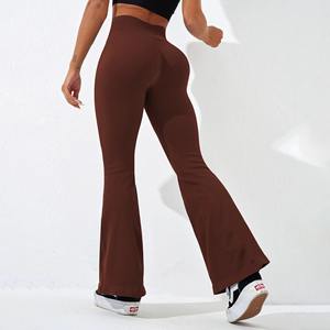 Pantalones de Yoga Personalizados con Estampado Sólido para Mujer, Leggings de Corte Bootcut, Cintura Alta, Pierna Ancha, Transpirables y Ecológicos - Product Image 6