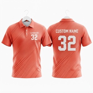 Coral <b>Orange</b> Patterned Custom <b>Polo</b> Shirt Men's Breathable Sublimated Sports Uniform Team Apparel Casual Athletic Bulk Wholesale - Product Image 1
