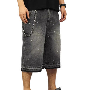 กางเกงยีนส์ขาสั้นผู้ชายคุณภาพสูงขายดี รุ่นใหม่ล่าสุด เหมาะสำหรับออกกำลังกาย วิ่ง และใส่ในช่วงฤดูร้อน ประดับด้วยคริสตัล - Product Image 4