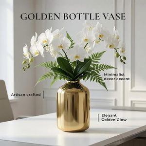 Vase de table moderne en laiton avec finition dorée, idéal pour la décoration de mariage - Product Image 3