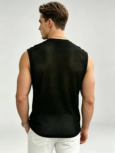 Prêt à expédier – Gilet d'entraînement pour homme en polyester, uni, délavé, écologique, séchage rapide, pour équipe sportive - Product Image 3