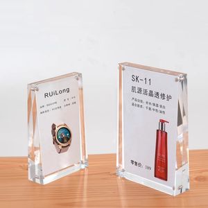 4x6, mesa transparente personalizada, doble lado inclinado, magnético, etiqueta de precio de pie, soporte de letrero acrílico, soporte para tiendas de teléfono, Buffet - Product Image 2