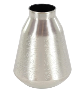 Trending Silver Round Shaped Cylinder Metal Flower <b>Vases</b> <b>Set</b> of 2 Floor <b>Vases</b> Coastal Design Home Decor for Living Room Bedroom - Product Image 2