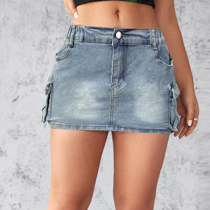 Dernier style, jupe en jean sur mesure, services OEM, jupe en jean à bas prix, jupe en jean pour femmes - Product Image 4