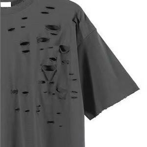 เสื้อยืดคอกลมแขนสั้นสีดำทรงโอเวอร์ไซส์สำหรับผู้ชาย ผ้าฝ้ายถัก 100% พิมพ์ลายซิลค์สกรีน ผ้ากันยับ ระบายอากาศได้ดี - Product Image 4