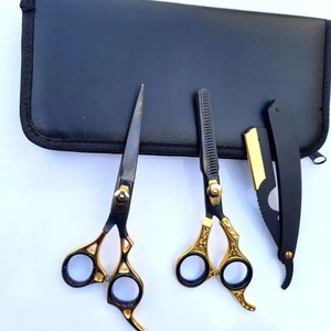 Kit de coiffure professionnel pour barbier avec ciseaux, peigne, cape, rasoir et accessoires de coiffage - Product Image 4