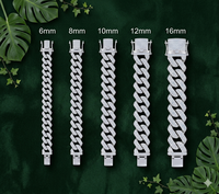 Bracelet chaîne cubaine en argent sterling 925 avec diamants Moissanite VVS de 6 mm, bijoux Moissanite sertis de pierres pour hommes et femmes