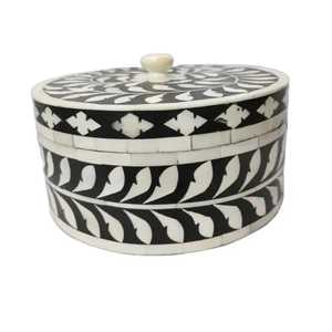 Handcrafted Red Bone Inlay Geometric Pattern Jewelry Box Rectangular Wooden Keepsake <b>Chest</b> Luxury Mother of Pearl <b>Storage</b> Case - Product Image 5