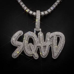 Pendentif Lettre Personnalisé Hip Hop en Moissanite, Breloque en Argent Sterling 925 Plaqué Rhodium, Bijou Prénom - Product Image 3