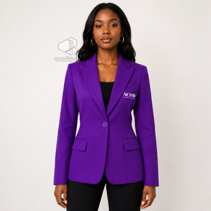 NCNW Sorority Women's Single Breasted Blazer Embroidered Notch Lapel Tailored Office Business <b>Suit</b> Jacket Formal Workwear - Product Image 5