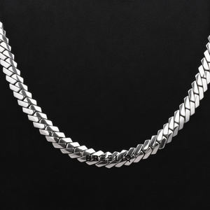 Cadena Cubana de Alta Calidad con Diamantes Simulados, Estilo Hip Hop, Oro Blanco Sólido de 14K, 8MM, Cadena de Lujo - Product Image 2