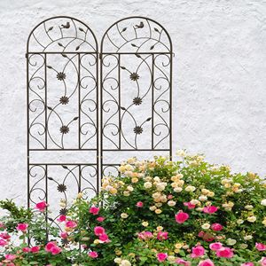 Set di 2 tralicci da giardino in metallo 220x50 cm, marrone, antiruggine, supporto per piante rampicanti da esterno - Product Image 1