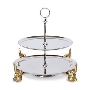 Bow Design Dessert <b>Stand</b> Silver Toned Arched Dessert <b>Stand</b> Curled Three Layers Silver Plated <b>3</b> <b>Tier</b> <b>Cake</b> <b>Stand</b> - Product Image 6
