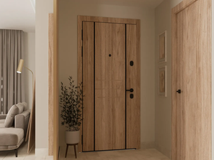 Puerta de Polímero Impermeable de WPC (Compuesto de Madera y Plástico) de Una o Dos Hojas, Diseño Minimalista para Oficina en Casa, Baño Interior o Almacén - Product Image 2