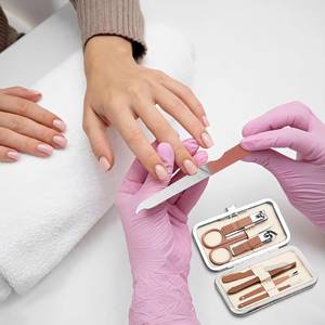 7 In 1 Nail <b>Kit</b> Stainless Steel <b>Manicure</b> Set With Case Portable Classic Style For Adult - Product Image 2