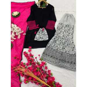 Beau haut-bas et ensemble Dupatta fantaisie pour femmes pour les fêtes - Product Image 3