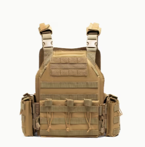 Gilet tactique TRIBON SPORTS TS-TV-002 en nylon marron coyote avec cadre interne, poches zippées pour la chasse, bretelles arquées, unisexe - Product Image 1