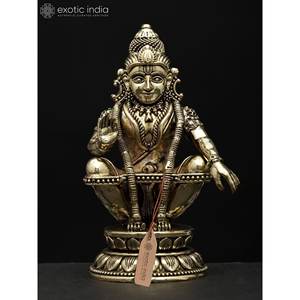 Statue en laiton Ayyappan de petite taille (6 pouces) d'Inde, sculpture exquise d'Inde - Product Image 2