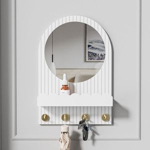 Natural Wooden Frame Wall Mirror Farmhouse Style Decorative Mirror for Living Room Bedroom Entryway Home Decoration <b>Wood</b> Frames - Product Image 5