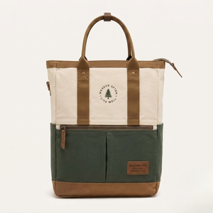 Jute Tote Backpack Eco Friendly Convertible Large Capacity Olive Green Cream Shoulder <b>Bag</b> Reusable Travel Outdoor Daypack Top - Product Image 1