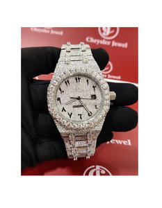 Fully VVS Iced Moissanite Diamond Studded Automatic Mechanical <b>Wrist</b> Watch Hip Hop Bling Bust Design <b>for</b> Stainless Steel Glass - Product Image 1