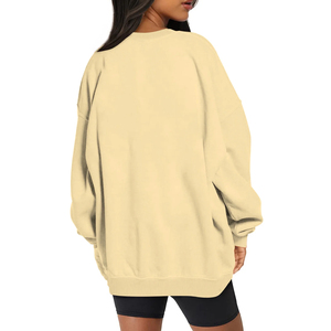 Women Oversized Solid Color Drop-Shoulder Sweatshirt Long Sleeve O-Neck Knitted Cotton Breathable Winter Wear - Product Image 2