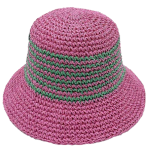 Sombrero de Paja Bicolor Rosa y Verde AKA, Sombrero de Sol de Verano para Mujer, Tejido a Mano, Ligero, Moderno, Accesorio de Playa - Product Image 1