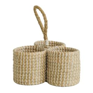 Cesta de mimbre y junco marino sostenible, tejida a mano, color natural, para dos botellas, hecha a mano, para exportación al por mayor. - Product Image 1
