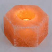 Lampe en cristal de sel de l'Himalaya de qualité supérieure, lampes en sel de l'Himalaya, forme hexagonale sculptée, porte-bougie en sel naturel, décoration d'intérieur